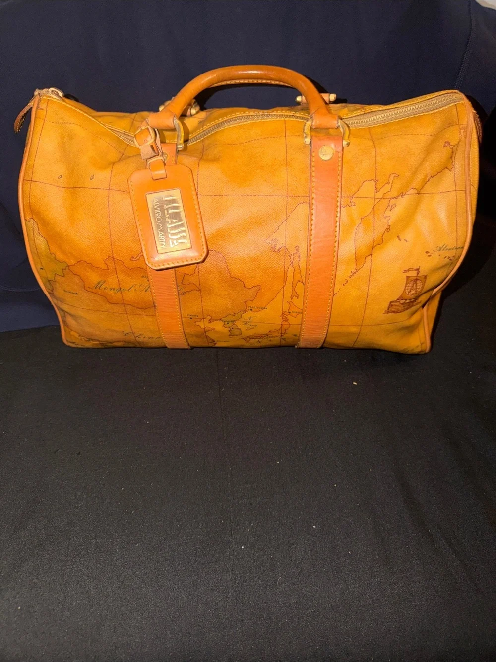 Alviero Martini Map-Print Medium Geo Duffel Bag-Tan &Brown-READ FOR CALL OUTS⬇️